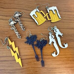 Unique Wooden Earrings (Set of 5)